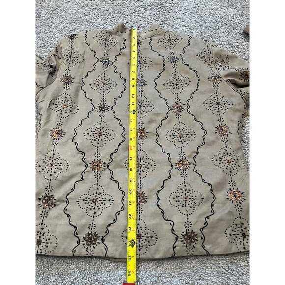 Vtg Anage Suede-Like Zip-Up Jacket Womens Sz M Art to Wear Sequins Embroidery - Picture 5 of 7